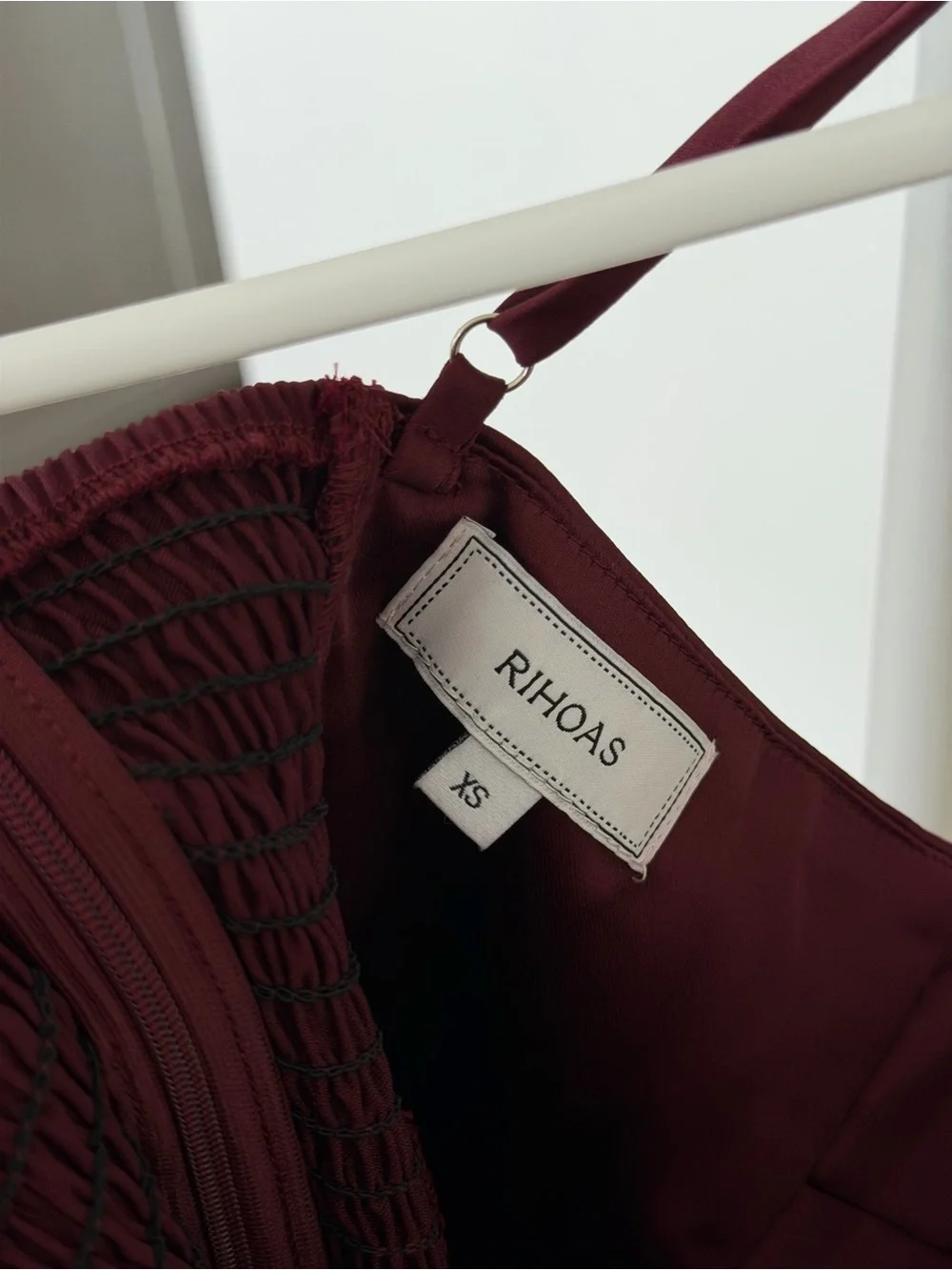 RIHOAS Burgundy Satin Maxi Slip Dress with Spaghetti Straps - Picture 3 of 3